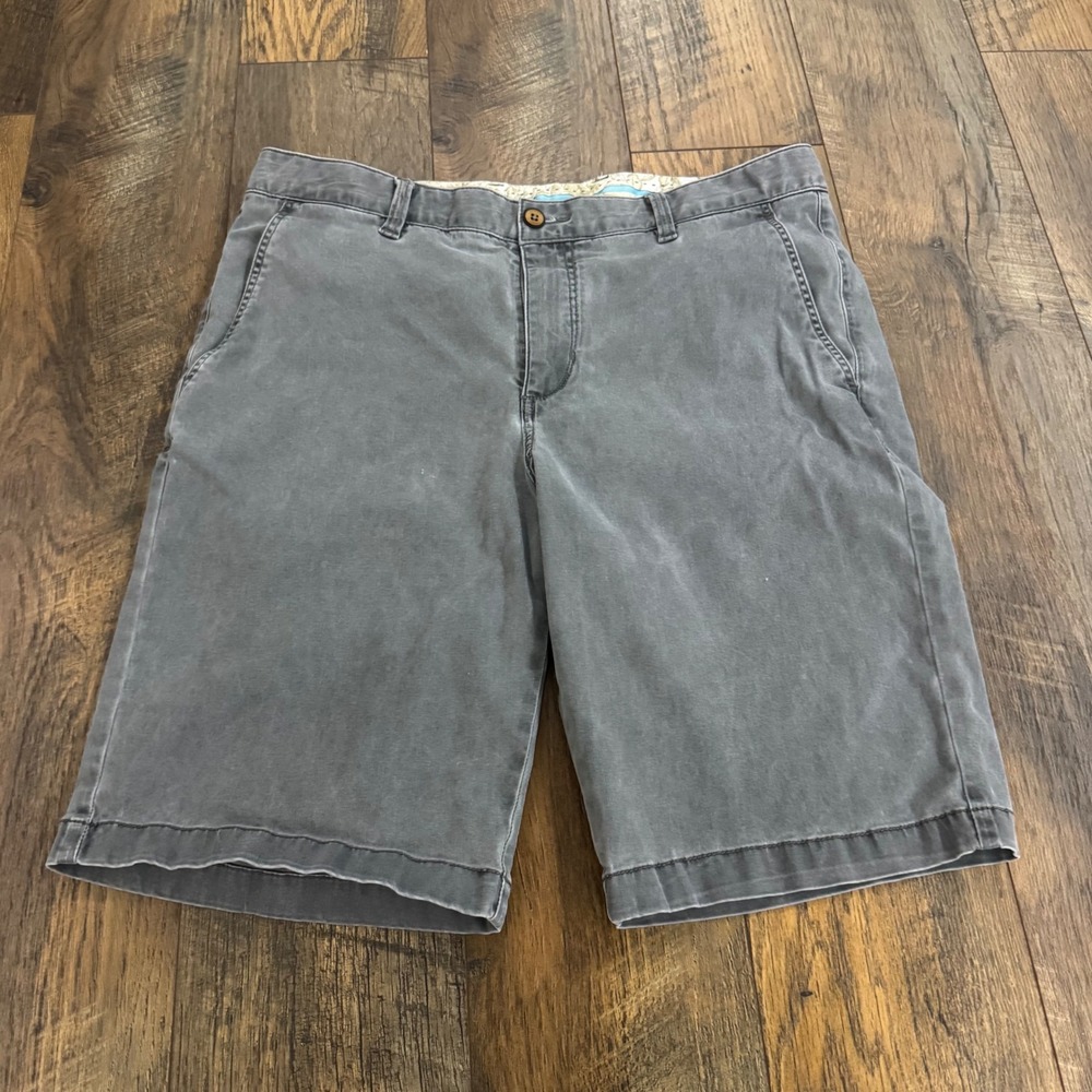 Tommy Bahama Boracay Chino Shorts Mens 34 Grey Cotton Tencel Blend Skater Surf